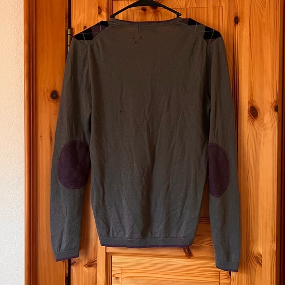 Faconnable Purple Argyle V-Neck Sweater - Picture 3 of 3